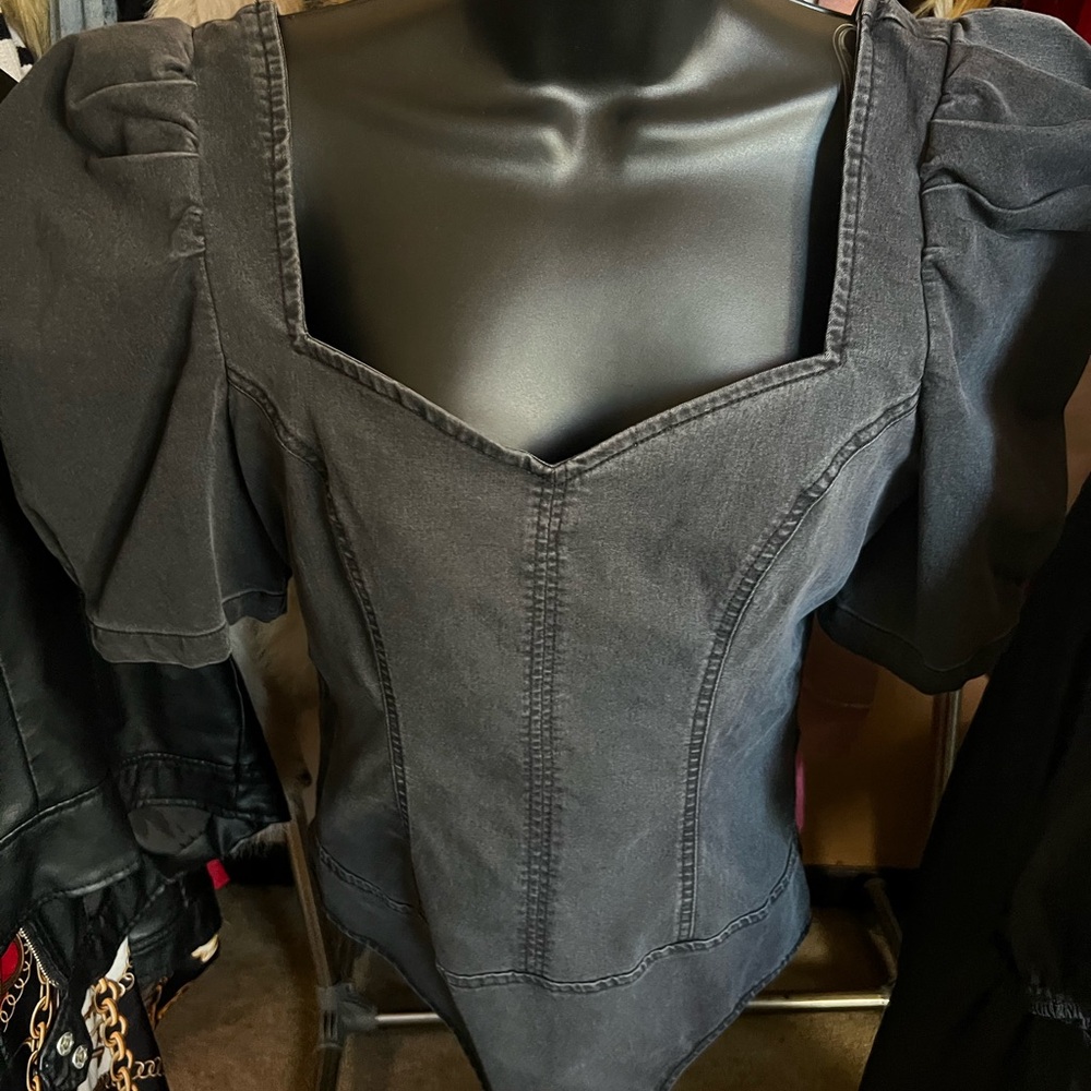 Haute Monde Black Denim bodysuit